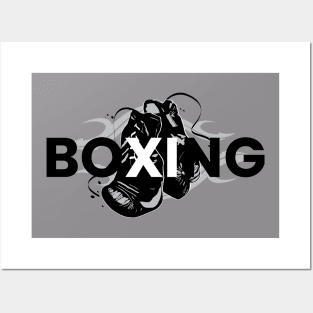 BOXING Gloves black and white Motif Posters and Art